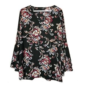 Alfani LIKE NEW Women's Size 16 Blouse Floral V-Neck Flared 3/4 Sleeve